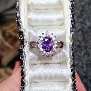 Purple Sterling silver sunflower ring
